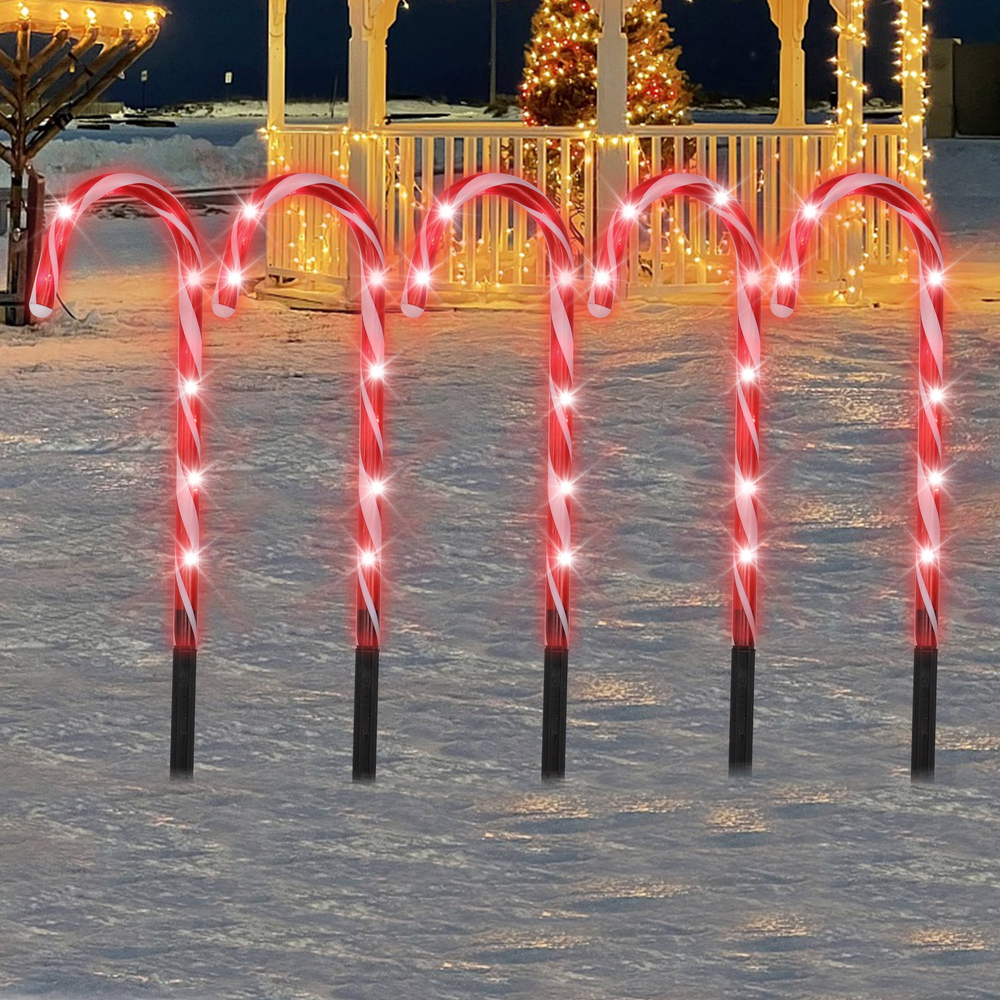 LELINTA 18" Christmas Candy Cane Pathway Markers Lights, Set of 10 Pack