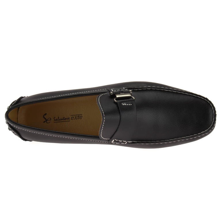 Mens Moccasin Black Leather Mario Driving Shoe Salvatore  display picture 1
