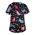 thumbnail image 6 of Kixjoy Scrubs Tops for Women Plus Size Casual Animal Printed Nurse Scrubs V Neck Stretch Short Sleeve Top Lightweight Medical Womens Blouses with Pockets, Red L, 6 of 6