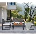 thumbnail image 3 of Modern 4-Piece Patio Furniture Set, Segmart Outdoor Acacia Wood Table & PE Rattan Seating with Water-Resistant Cushions for Garden, Balcony, Backyard,Brown, 3 of 8