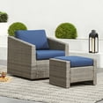 CHITA 5-Piece Outdoor Wicker Patio Furniture Set with Ottoman, Outdoor ...