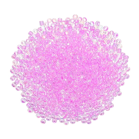 1600Pcs Glass Seed Beads, 1.5mm 15/0 Loose Mini Beads with Hole, Bulk Craft Spacer for Jewelry Making, Light Purple AB