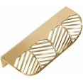thumbnail image 1 of Construcción de latón macizo, manijas decorativas para muebles, tiradores para gabinetes con forma de hoja única, acabado dorado de latón para guardarropas, tocadores, mesitas de noche (juego de 4,, 1 of 5