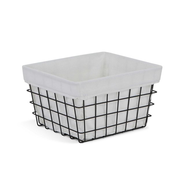 Entreposage Rectangulaire Blanc Doublé et Fil Métallique