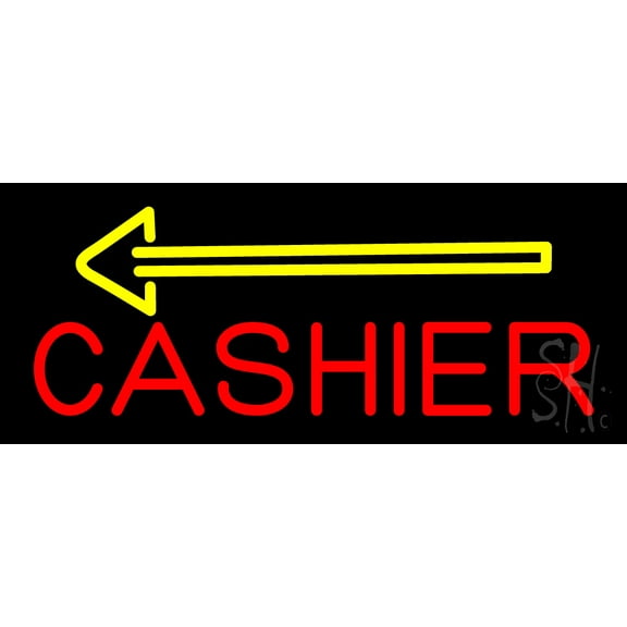 Red Cahier With Yellow Arrow LED Neon Sign 10 x 24 - inches, Clear Edge Cut Acrylic Backing, with Dimmer - Bright and Premium built indoor LED Neon Sign for Bar decor.