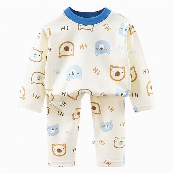 TOWED22 Toddler Infant Girl Boy 2pcs Cotton Long Sleeve T Shirt and Joggers Pants Set Graphic Print Fall Winter Clothing Outfits Clothes(Blue,7-8 Y)