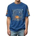 thumbnail image 5 of KLHDSF Mens Casual Halloween Print Top Lightweight Breathable Daily T-Shirt Round Neck Short Sleeve Loungewear Blue M, 5 of 6