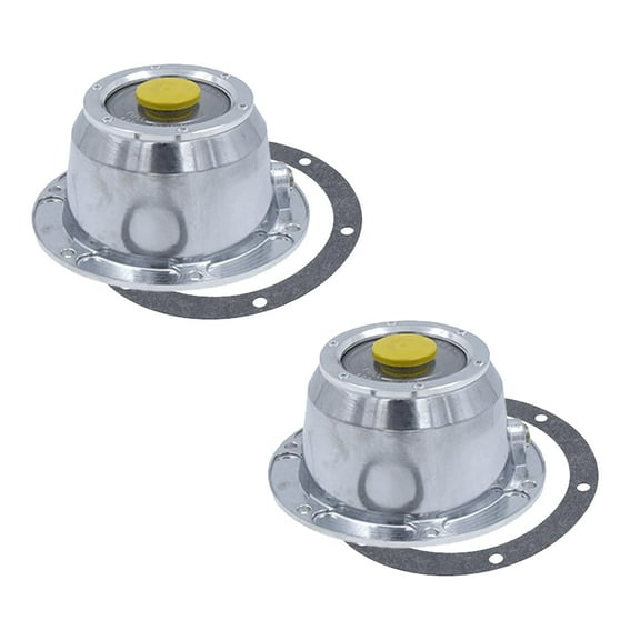 2 Pack 3434195 Aluminum Trailer Hubcaps with Rubber Vent Plug & Gasket - 6 Holes HubCap Set with Side Pipe Plugs for Trailer Axle, Replaces 343-4195 340-4195 180.CR1696 180.10630 1796