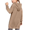 thumbnail image 3 of idosla Hoodies for Teen Girls Oversized Pullover Sweatshirt Fashion Cute Long Sleeve Shirts Fall Preppy Clothes With Pockets (Khaki, 11-12 Years）, 3 of 6