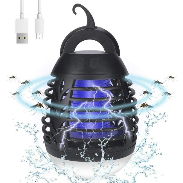 Lámpara antimosquitos recargable por USB para interior y exterior, lámpara UV, repelente de insectos eléctrico, linterna de camping 2 en 1, 2000 mAh.