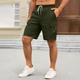 thumbnail image 2 of Summer Cargo Shorts for Men Casual Solid-Color Work Short Pants with Drawstring Elastic Waistband and Pockets, 2 of 9