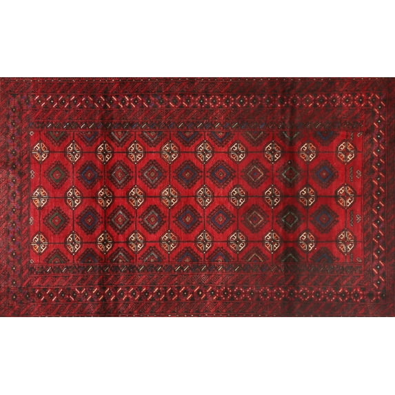 Ahgly Company Machine Washable Indoor Rectangle Traditional Red Area Rugs, 2' x 4'