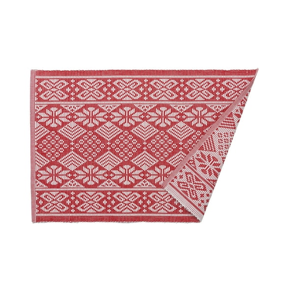 Scandinavian Jacquard Red Single Placemat, 13" x 19"