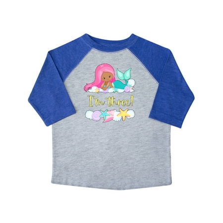 

Inktastic I m 3 Mermaid with Pink Hair and Shells Gift Toddler Boy or Toddler Girl T-Shirt