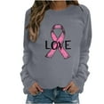 thumbnail image 2 of CLOISE Breast Cancer Sweatshirt Women Breast Cancer Fight Sweatshirts Love Ribbon Oversized Round Neck Long Sleeve Blouses Cancer Survivor Gifts Tops Comfort Pullover Hoodie Outfits Gray L, 2 of 4