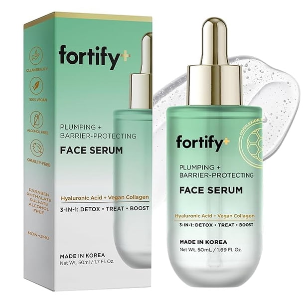 Sérum facial Fortify Skincare con ácido hialurónico con colágeno, 50 ml, paquete de 2