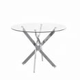 thumbnail image 2 of Atumcto 35.5" Round Tempered Glass Dining Table, Modern Kitchen Table with Chrome Metal Legs for Small Spaces, Clear/Chrome, 2 of 8