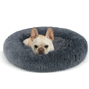 iFanze 24" Calming Dog Bed for Medium Small Dogs, Donut Machine Washable Pet Bed, Anti-Anxiety Cuddler Cozy Soft Cat Bed