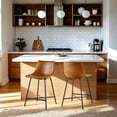 thumbnail image 3 of Walker Edison Urban Faux Leather Counter Stool, Set of 2, Whiskey Brown, 3 of 20