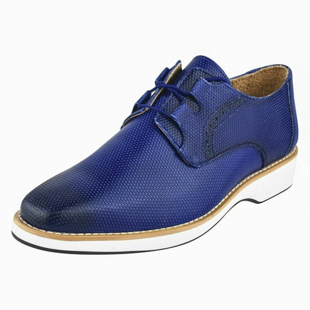 LIBERTYZENO Men s Classic formal Oxford Shoes Casual Lace Up Leather Dress Shoes  Blue