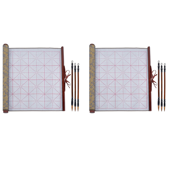 Reusable Water Writing Magic Cloth Inkless Chinese Calligraphy Set of 6 Traditional Calligraphy Writing Brush Pens Set 2,2set x calligraphy kits for beginners