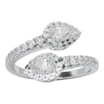 thumbnail image 2 of KEEVA JEWELS 0.85 Carat Pear & Round Cut Lab Created Diamond Bypass Ring for Women, Made in White Gold Plated Silver Size 9.5, 2 of 6