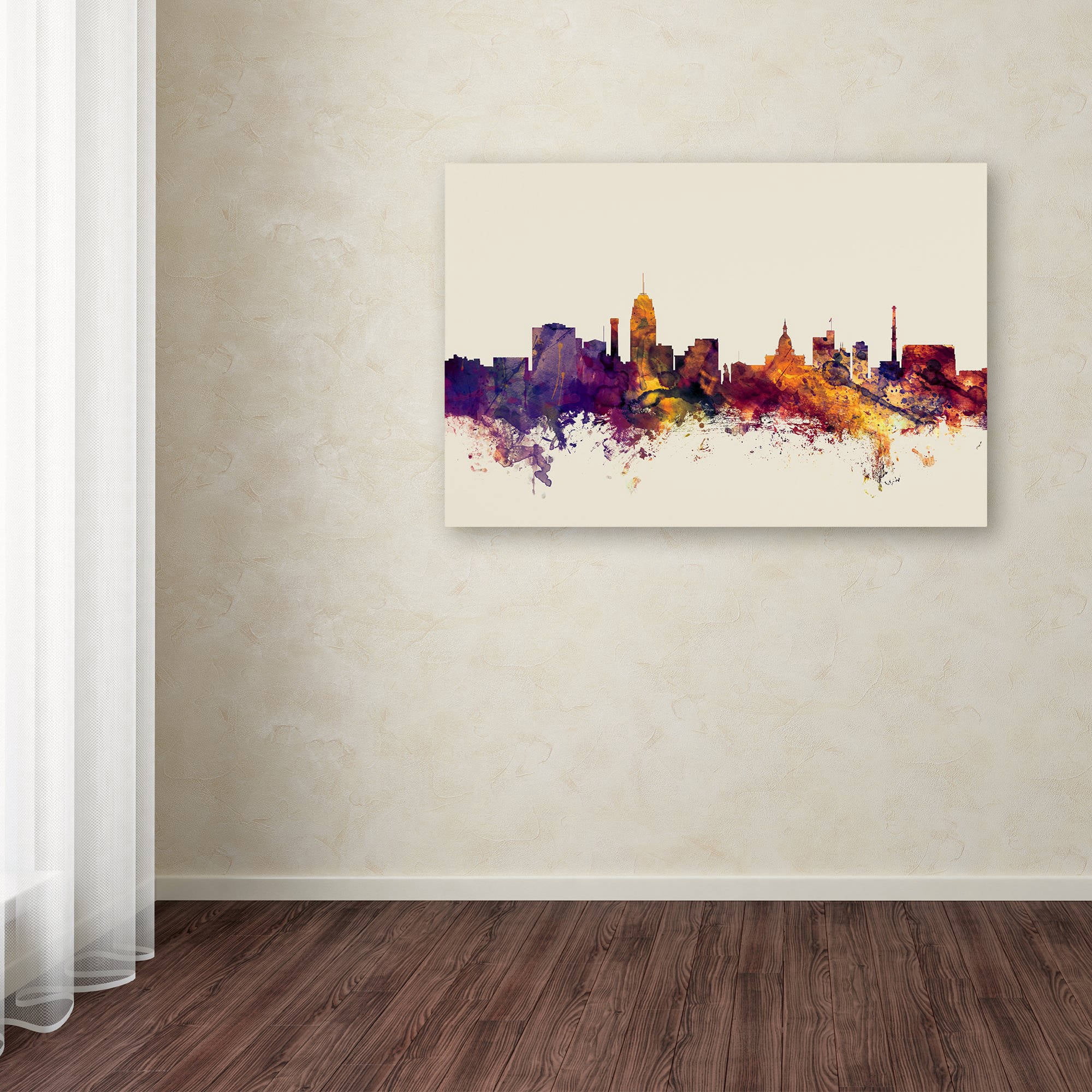 Trademark Fine Art "Lansing Michigan Skyline" Canvas Art by Michael Tompsett
