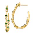 thumbnail image 2 of Auriga Mother's Day Gift 14K Yellow Gold 1/5 ct. LG Diamond VS/SI D-F and Emerald Hoop Earrings for Women, 2 of 6