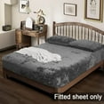 thumbnail image 2 of PHF Truly Velvet Fitted Sheet Queen Size, Luxury Super Soft Flannel  Bottom Sheet with 15" Deep Pocket for Winter, Grey, 2 of 7
