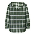 thumbnail image 5 of Women's Flannel Plaid Jacket Sherpa Fleece Lined Coat with Pockets Hooded Long Sleeve Shacket Winter Warm Outerwear (S, Army Green), 5 of 6