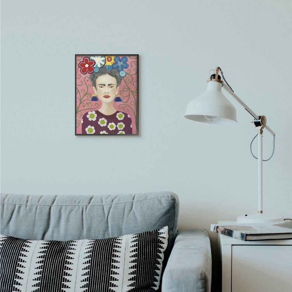 Stupell Industries Frida Fashion Designer Pattern Painting Pink Framed Giclee Texturized Art by Regina Moore