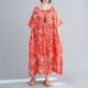 thumbnail image 1 of Vestido suelto para mujer, bolsillos con estampado floral vintage, media manga, batas informales bohemias para vacaciones de gran tamaño, 1 of 8