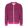 thumbnail image 4 of Womens Lightweight Plaid Jackets Stand Collar Zip up Checkered Coat Casual Long Sleeve Outerwear with Pockets New Loose Outerwear for Women Pinks S, 4 of 6