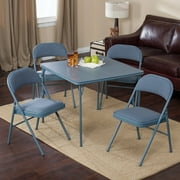 Meco Sudden Comfort Deluxe Double Padded Chair and Back- 5 Piece Card Table Set Cadet Blue by Meco Corp