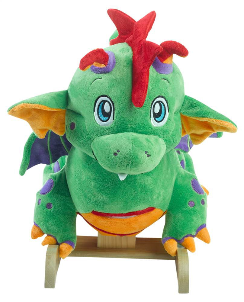 Personalized Poof The Lil Dragon Plush Toddler Rocking Animal Custom Engraved with Your Childs Name in Choice of Colors Teaching Songs Included.