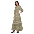 thumbnail image 2 of Moomaya Robe Longue à Col Rond à Manches 3/4 pour Femmes Grande Taille Vêtements d'Été, 2 of 3