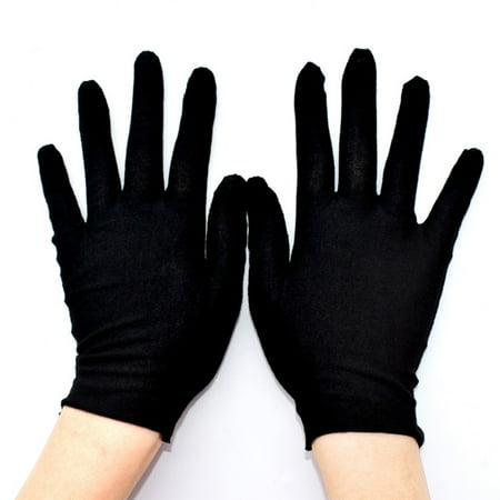 

HeroNeo 12 Pairs Black Cotton Full Finger Working Gloves Protective Stretcahble Mittens