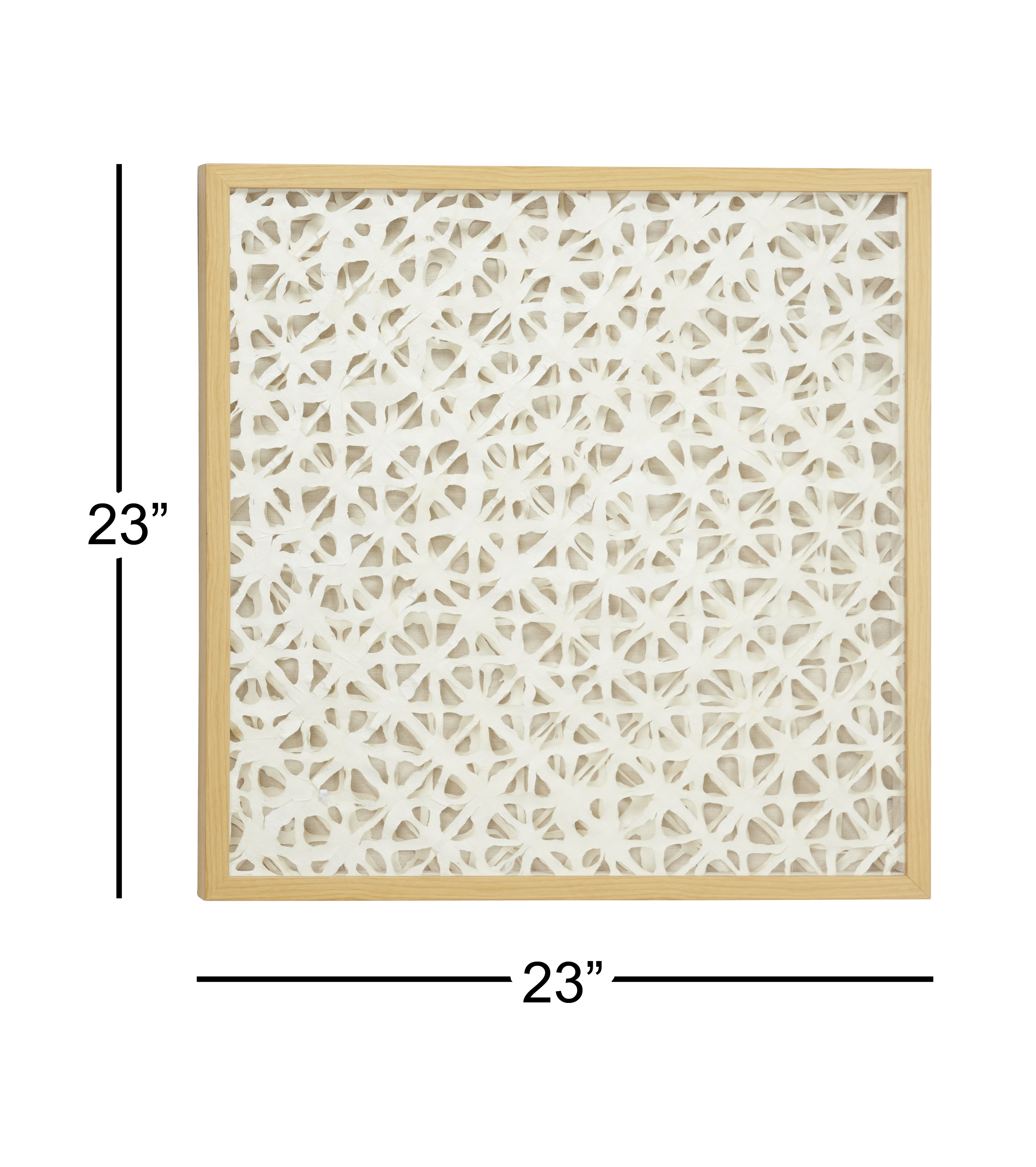 DecMode Large, Square, Modern Abstract Art White Paper Shadow Box Wall Decor, 23.5” x 23.5”