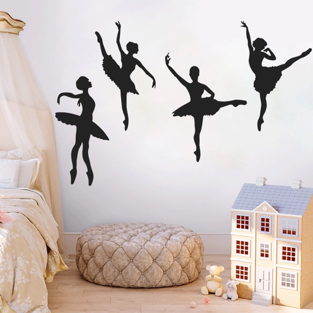 BALLET dance ballerina wall stickers 30 big feminine glitter decals  room decor 