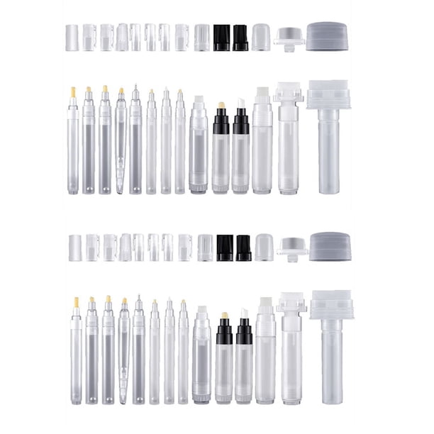 Juego de 28 Marcadores de Pluma de Retoque de Pintura en Rellenables Pluma de Pintura Recargable Marcadores VacíOs Transparentes Tubo de Pintura VacíO