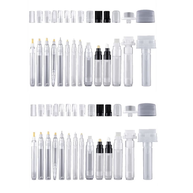 Juego de 28 Marcadores de Pluma de Retoque de Pintura en Rellenables Pluma de Pintura Recargable Marcadores VacíOs Transparentes Tubo de Pintura VacíO