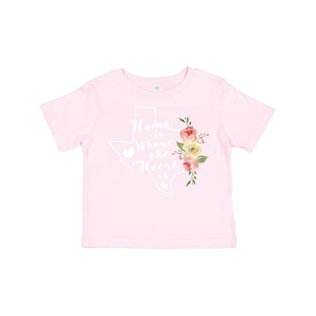 

Inktastic Texas Home is Where the Heart is with Watercolor Floral Gift Toddler Toddler Girl T-Shirt