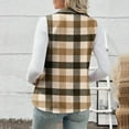 thumbnail image 4 of Hfnxid Womens Plaid Vest Cozy Sleeveless Flannels Lightweight Stand Collar Flannel Vests Zipper Waistcoat Outerwear, 4 of 9