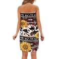 thumbnail image 3 of Yuyamidu Aztec Cow Print Body Wrap Towel for Women Sunflower Towel Wrap for Bathroom Brown Bath Towels for Adults Terry Cloth Bathing Towel with Pocket, Size XL, 3 of 7