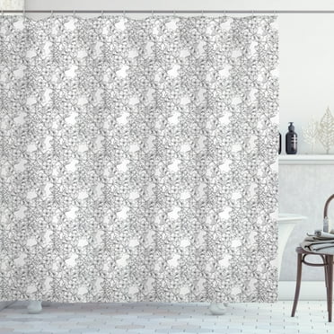 Ambesonne Jasmine Shower Curtain, Floral Blossoming Branches, 69"Wx75"L, Charcoal Grey and White