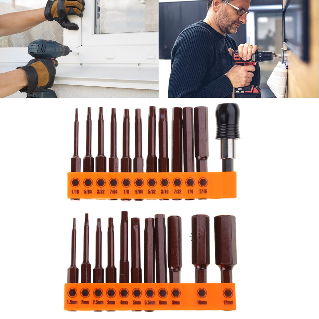 Geemin 23 Piece Hex Head Impact Drill Bit Set Magnetic Screwdriver Bits Metric English