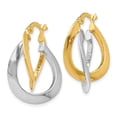 thumbnail image 2 of FB Jewels Leslie's 14K Two Tone Gold Polished Twisted Double Hoop Earrings, 2 of 3