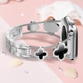 thumbnail image 4 of REQO Cute Clover Band Compatible with Apple Watch Bands for Women 40mm 41mm 38mm Series 10 9 Ultra SE 8 7 6 5 4 3 2 1, Luxury Sparkle Diamond Replacement Bracelet Wristband for iWatch, 4 of 7