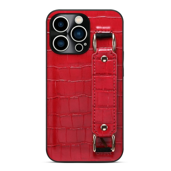 iPhone 12 Pro 6.1 Inch DW Wristband Hand Strap Case, Hidden Card Slot Soft TPU Slim Drop Shock Resistant Phone Cover Case  iPhone 12 Pro, Red