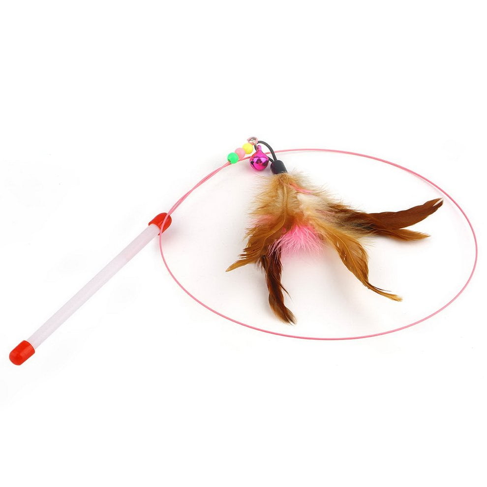 Fun Cat Toy Classic Wand Pet Beads with Play Chaser Feather Wire Toy Teaser Bell 